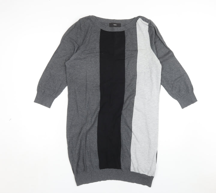 Next Women's Grey Colourblock Shift Dress Size 16