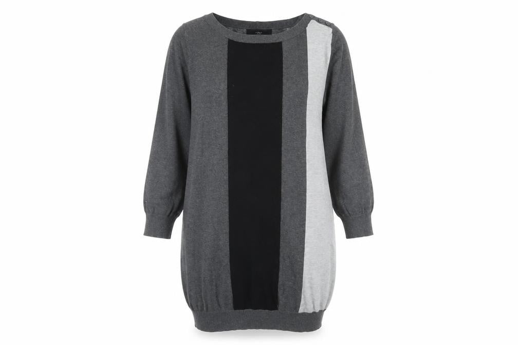 Front view of Next Women's Grey Colourblock Shift Dress, size 16