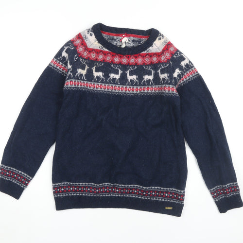 Ness Women's Blue Fair Isle Pullover Christmas Jumper M