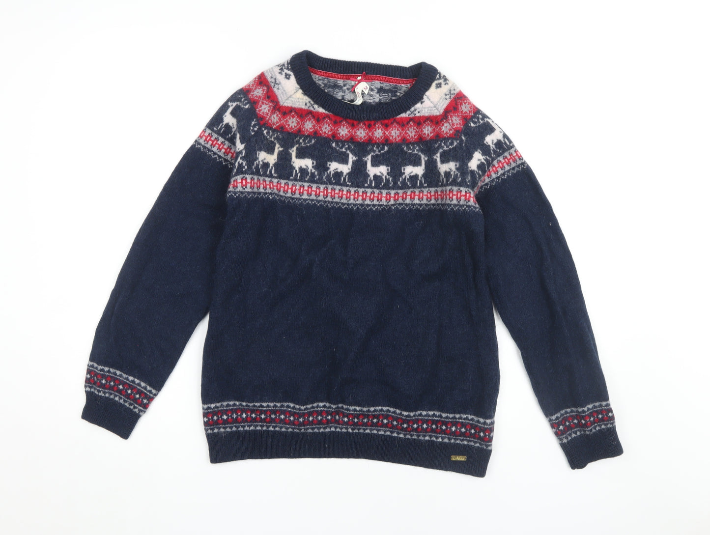 Ness Women's Blue Fair Isle Pullover Christmas Jumper M