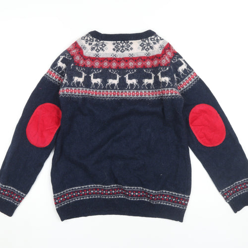 Ness Women's Blue Fair Isle Pullover Christmas Jumper M