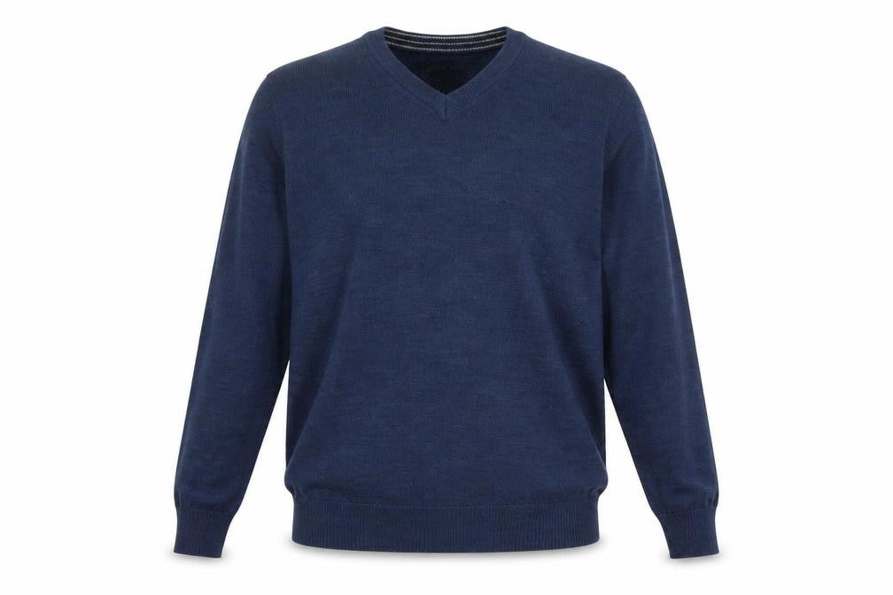 Marks & Spencer Men's Blue Medium V-Neck Wool Jumper