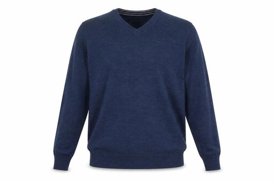 Marks & Spencer Men's Blue Medium V-Neck Wool Jumper