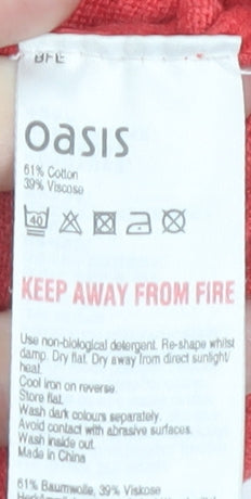 Oasis Women's Red Pullover Jumper, XS, Cotton Blend