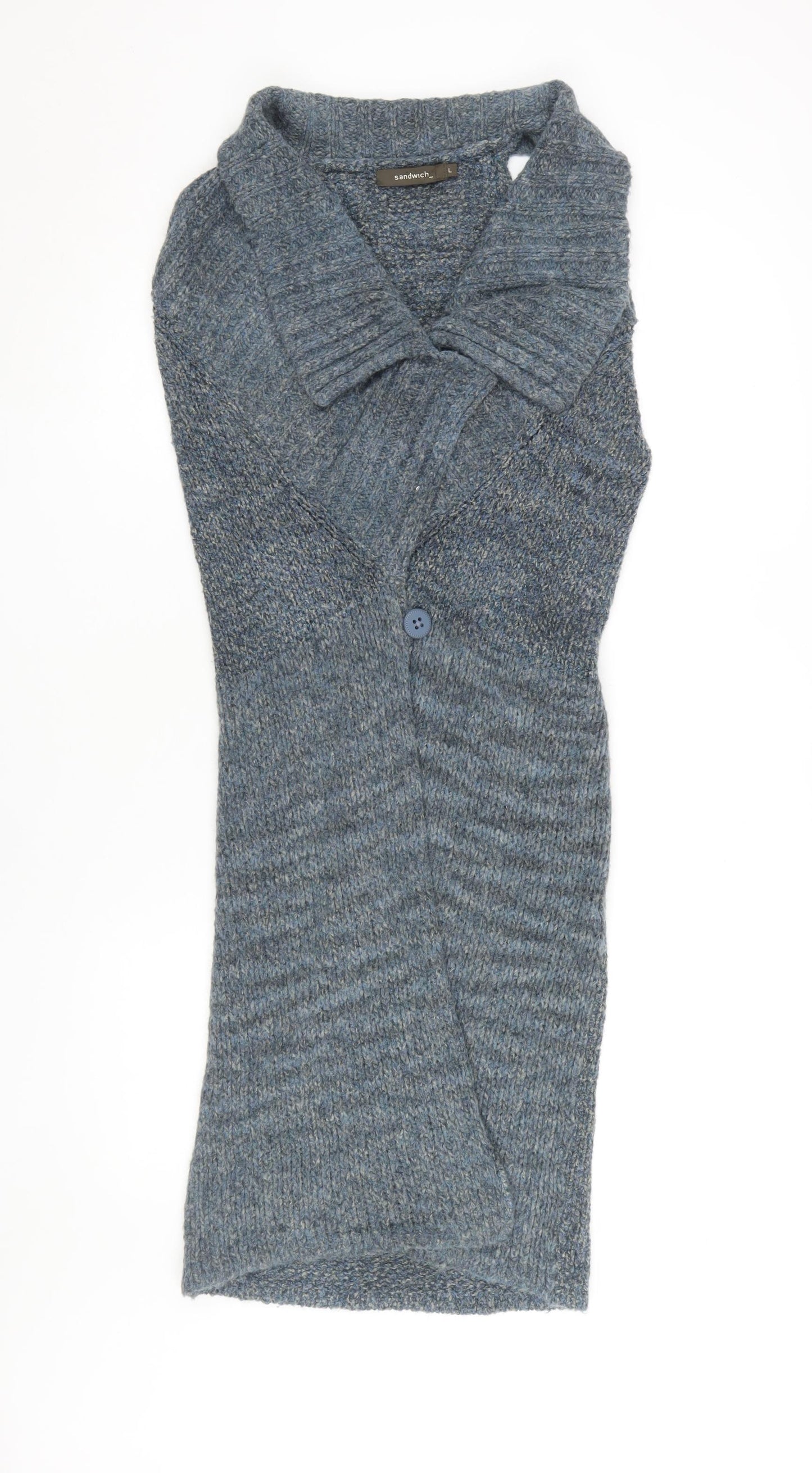 Sandwich Women's Blue Cardigan, Collared, Size L