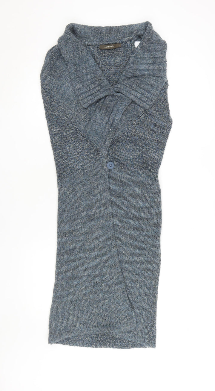 Sandwich Women's Blue Cardigan, Collared, Size L
