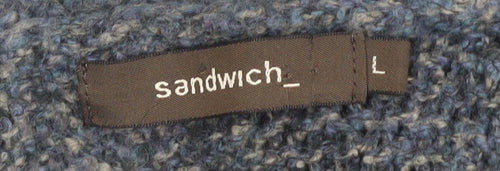 Sandwich Women's Blue Cardigan, Collared, Size L