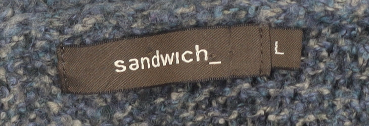 Sandwich Women's Blue Cardigan, Collared, Size L