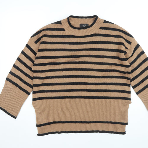 AX Paris Women's Brown Black Striped Pullover M