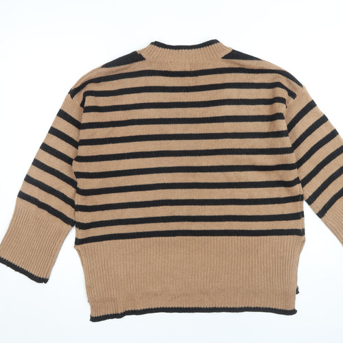AX Paris Women's Brown Black Striped Pullover M