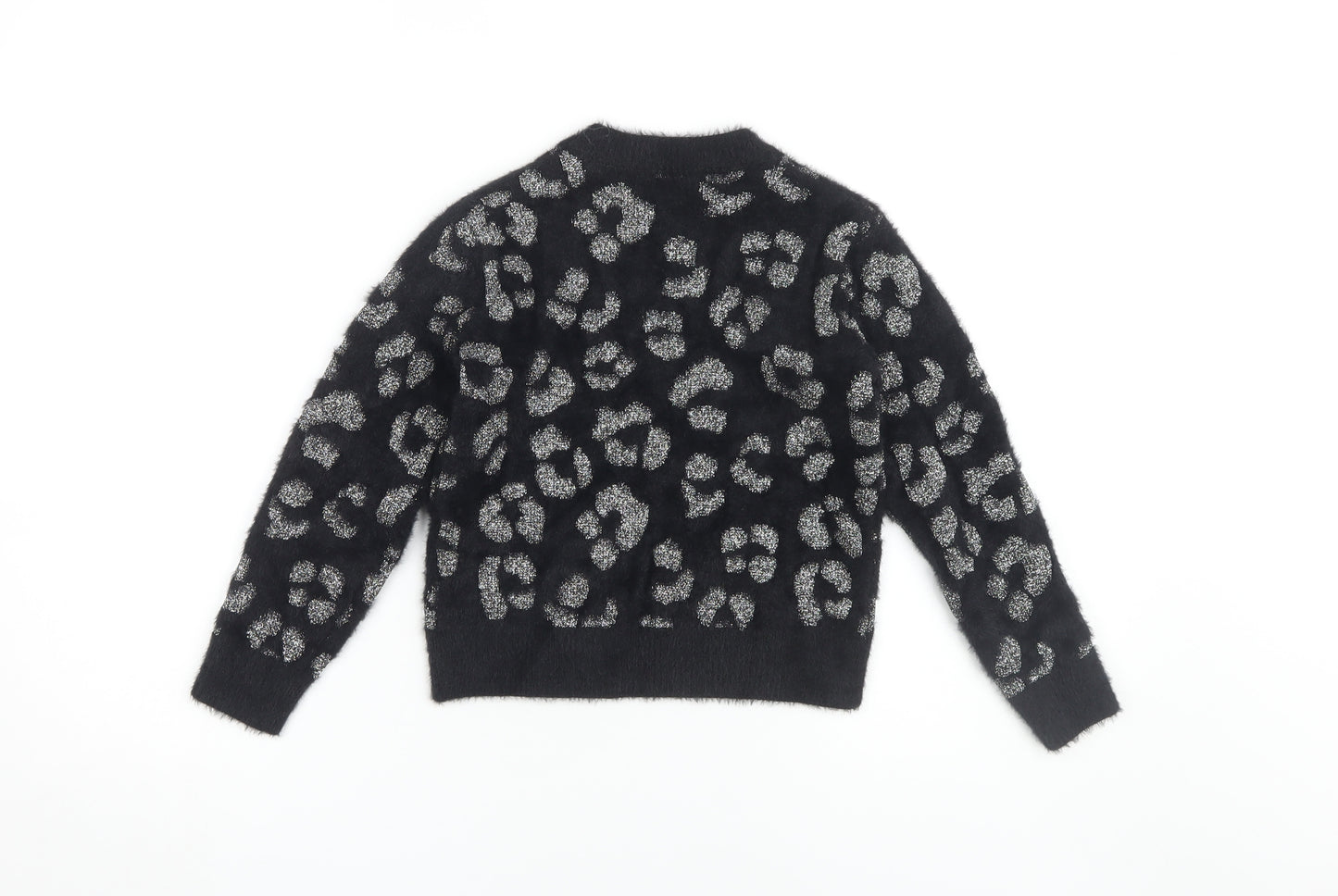 Next Girls Black Animal Print Pullover Jumper, 7 Years