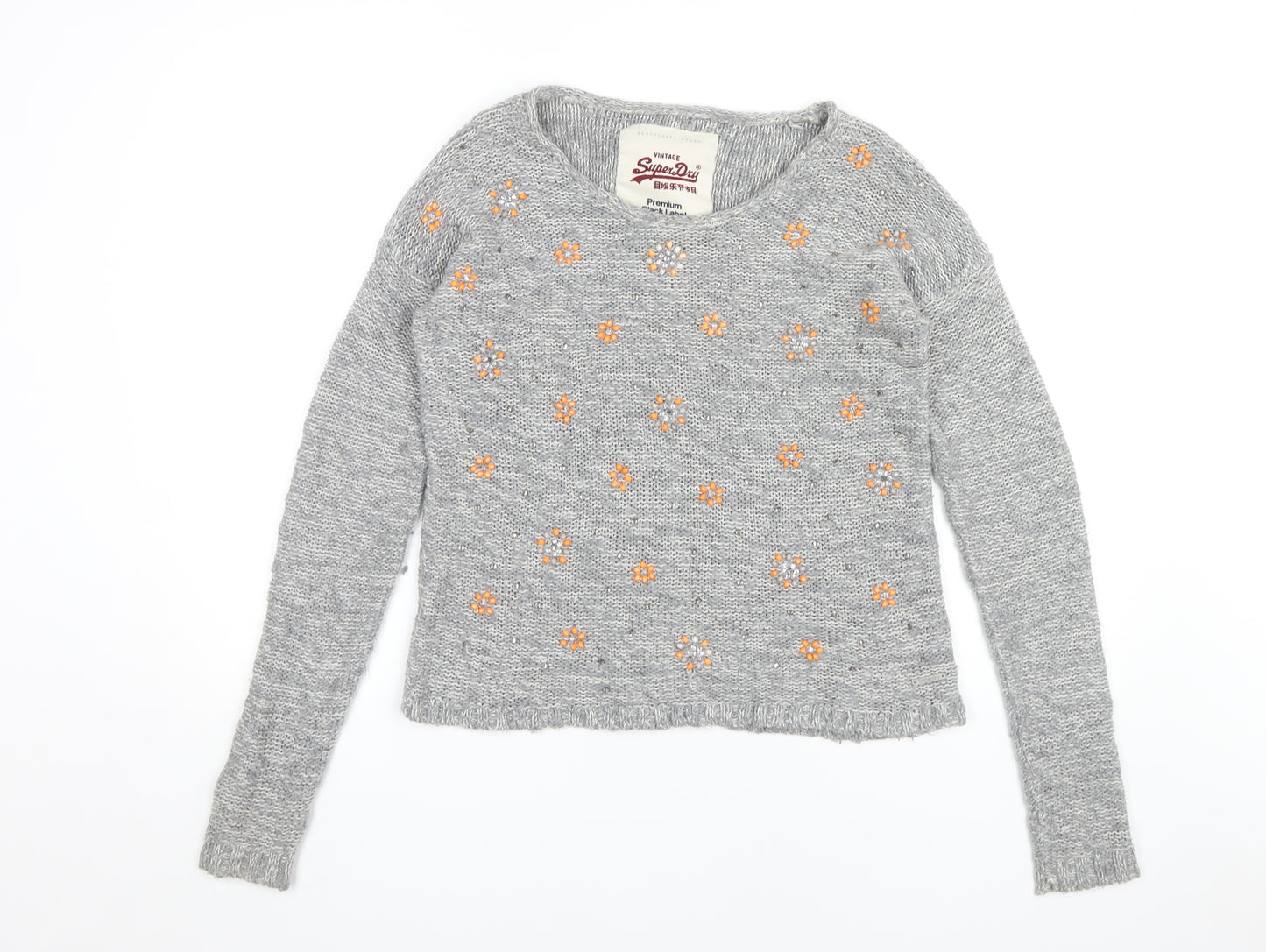 Superdry Women's Grey Floral Pullover Jumper M