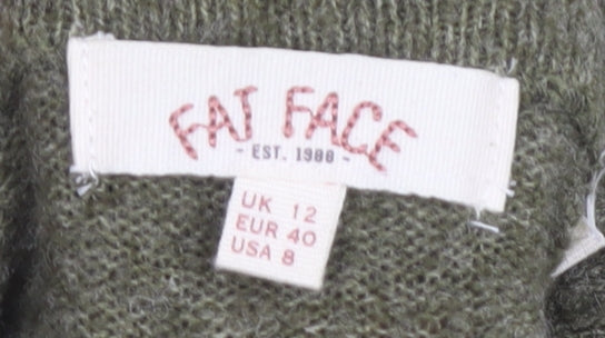 Fat Face Women’s Green Mock Neck Pullover Jumper Size 12