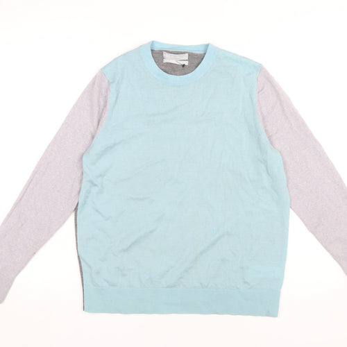 Marks and Spencer Women's Blue Grey Merino Jumper Size 16