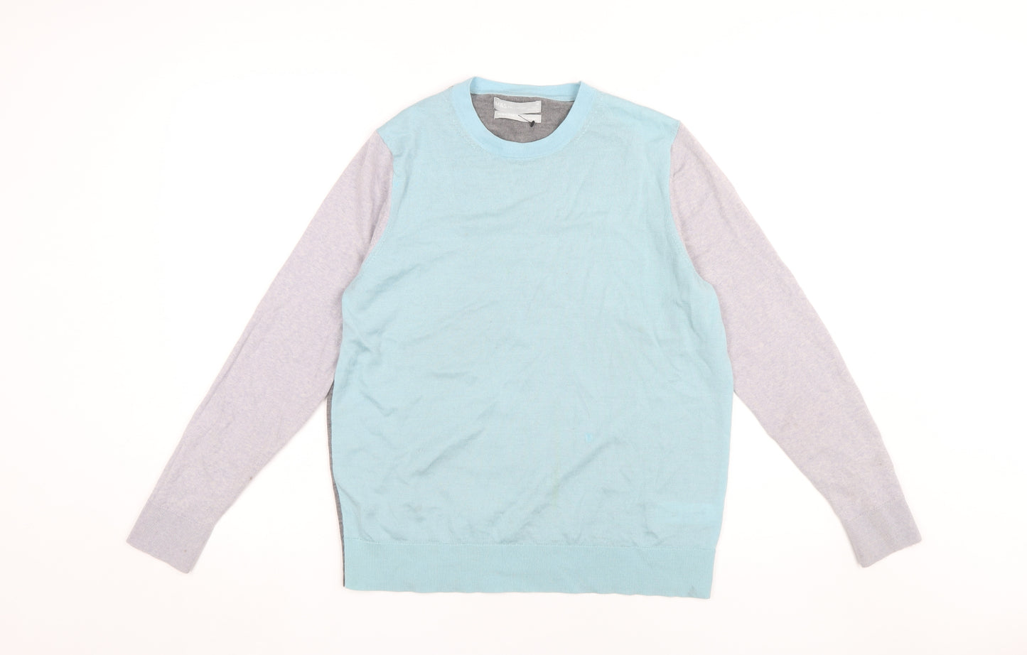 Marks and Spencer Women's Blue Grey Merino Jumper Size 16