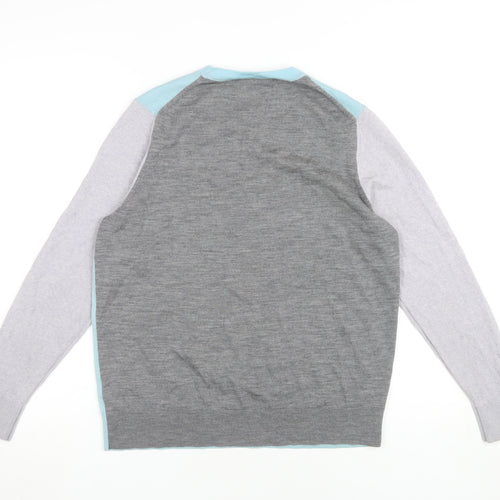 Marks and Spencer Women's Blue Grey Merino Jumper Size 16