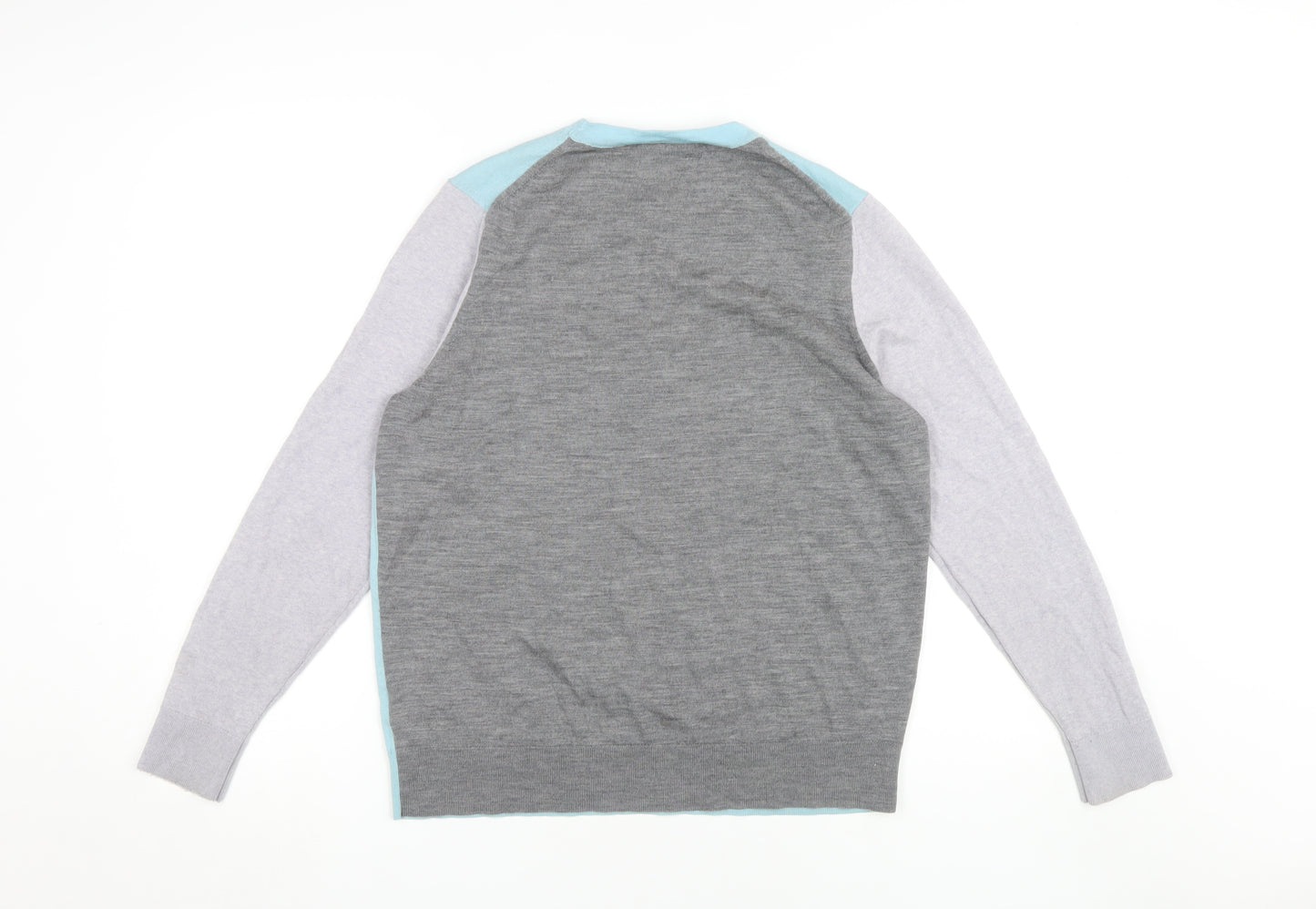 Marks and Spencer Women's Blue Grey Merino Jumper Size 16