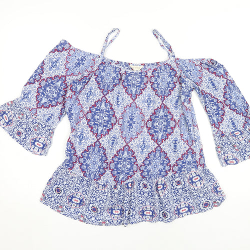 Marks & Spencer Women Blue Geometric Top UK 12