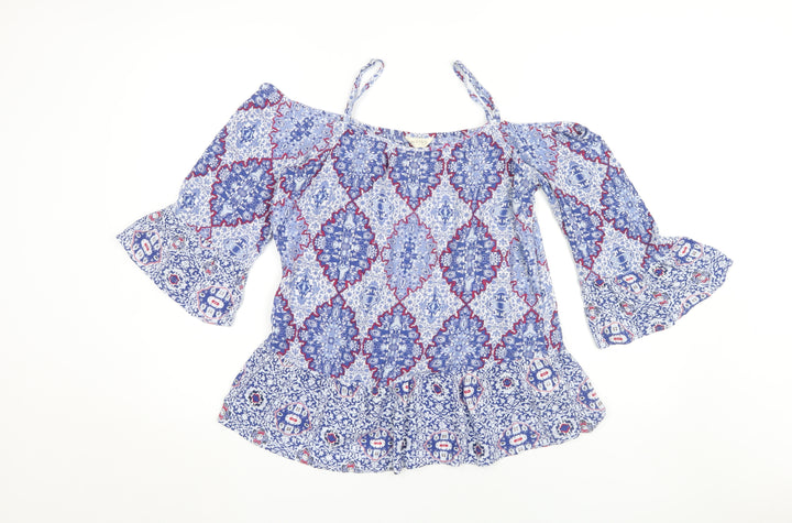 Marks & Spencer Women Blue Geometric Top UK 12