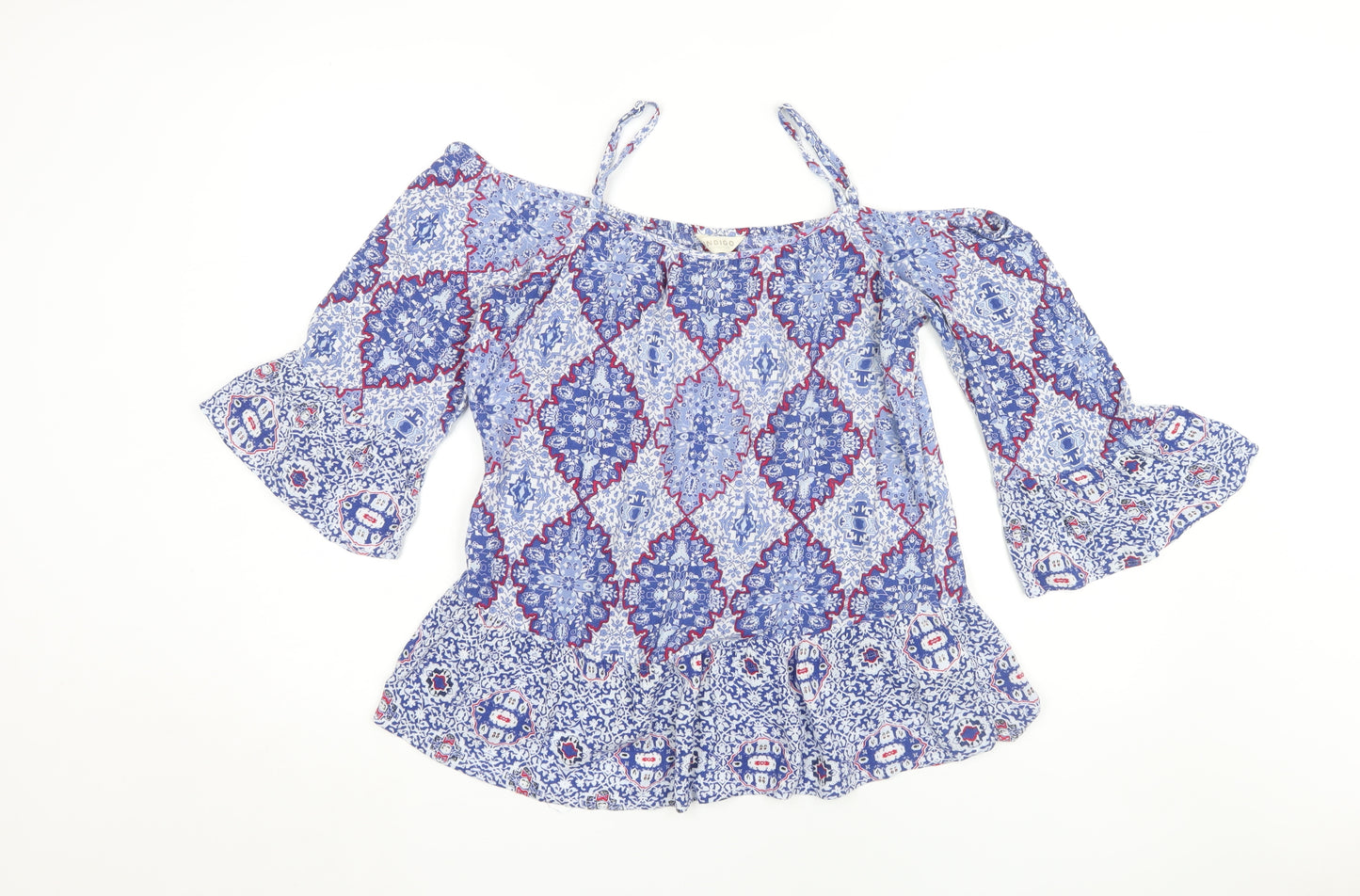 Marks & Spencer Women Blue Geometric Top UK 12