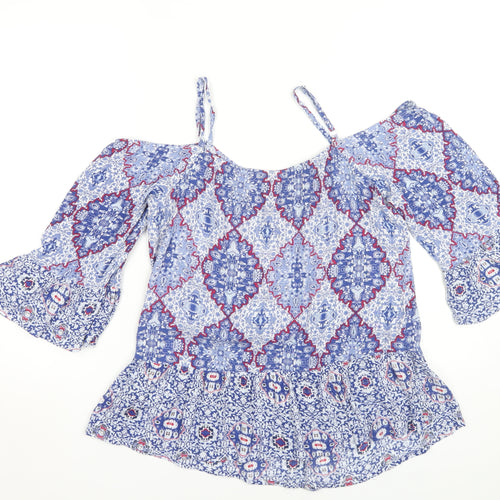 Marks & Spencer Women Blue Geometric Top UK 12