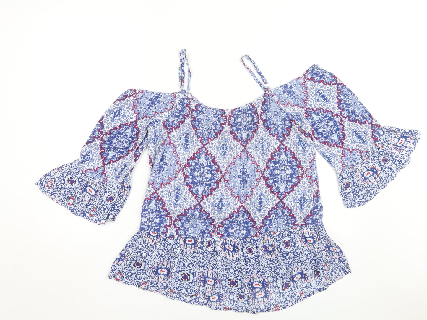 Marks & Spencer Women Blue Geometric Top UK 12