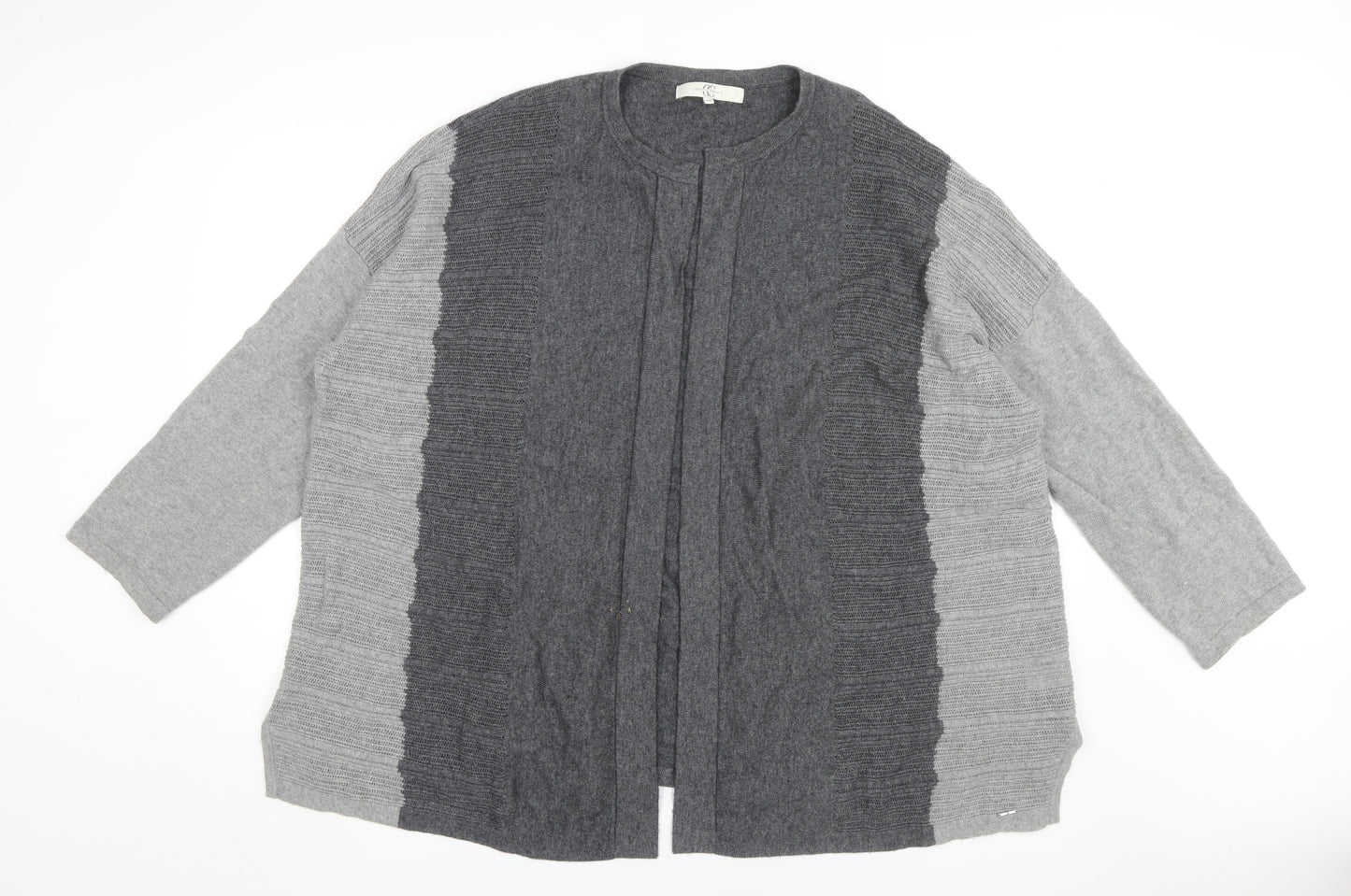 Country Casuals Women's Grey Cardigan, XL, Round Neck Knit