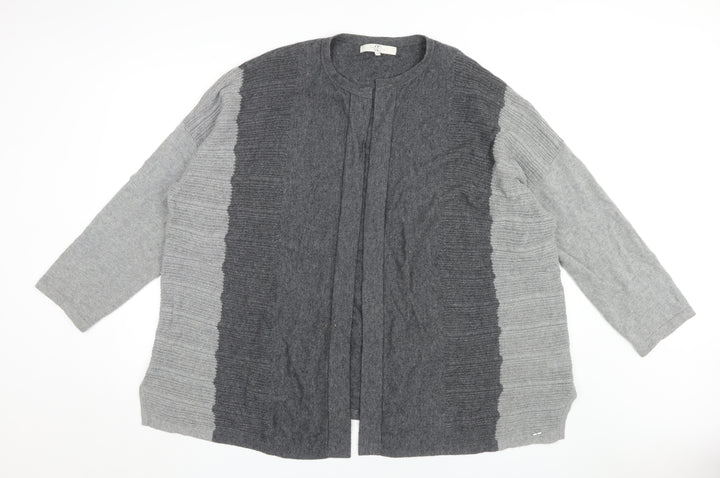 Country Casuals Women's Grey Cardigan, XL, Round Neck Knit