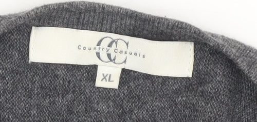 Country Casuals Women's Grey Cardigan, XL, Round Neck Knit