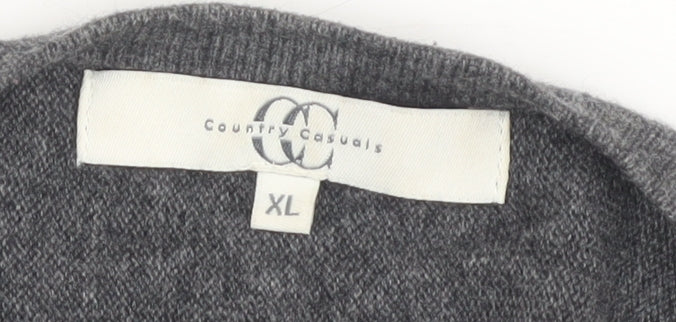 Country Casuals Women's Grey Cardigan, XL, Round Neck Knit