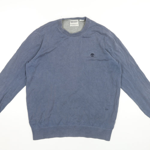 Timberland Men's Blue Pullover Jumper, Size L, Cotton