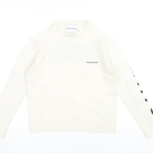 Calvin Klein Women's Ivory Pullover Jumper M Crew Neck