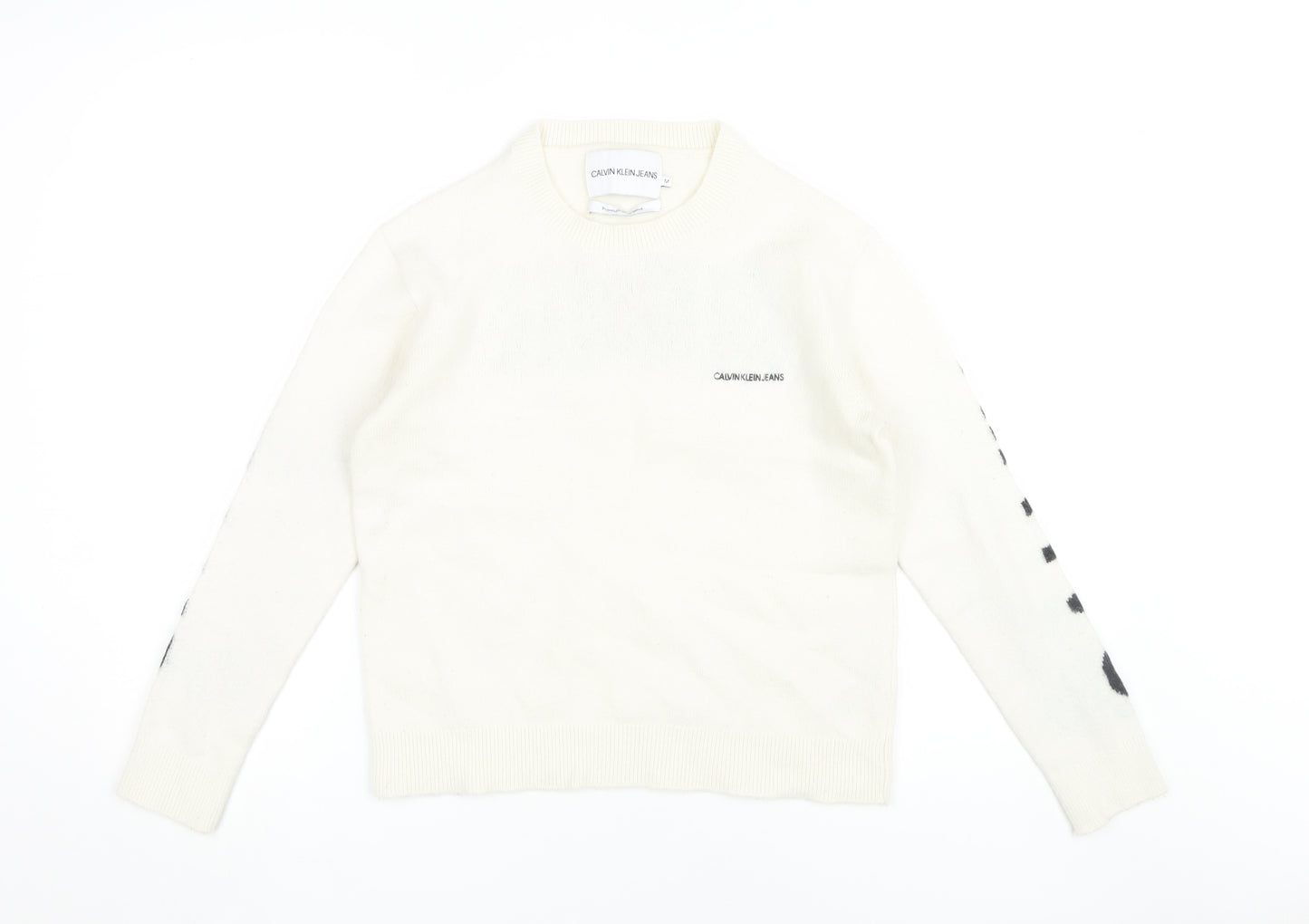 Calvin Klein Women's Ivory Pullover Jumper M Crew Neck