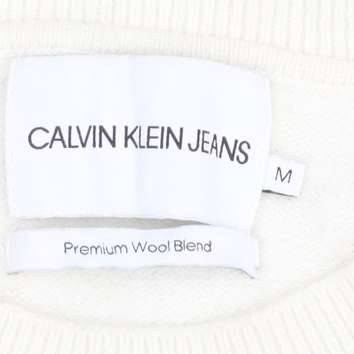 Calvin Klein Women's Ivory Pullover Jumper M Crew Neck