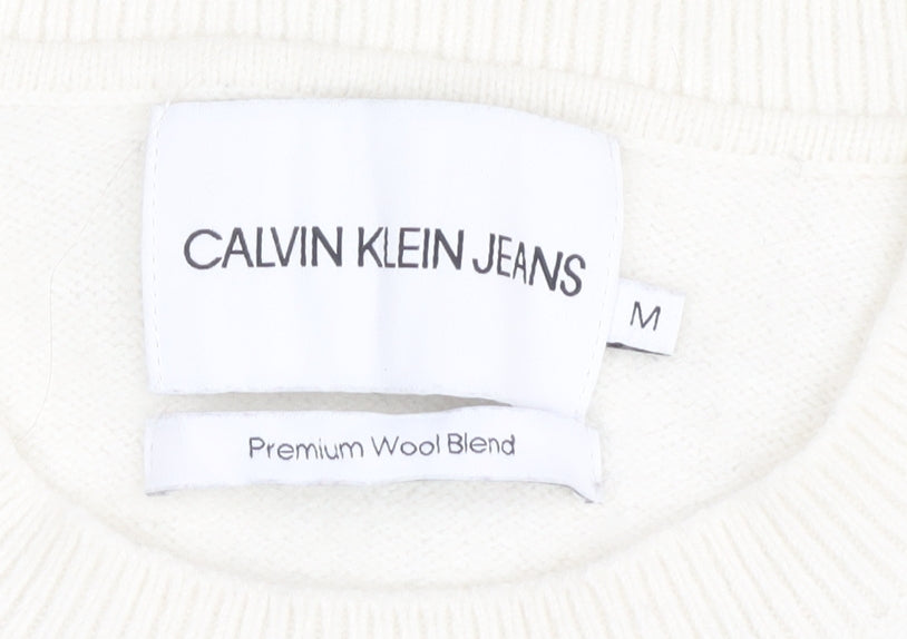 Calvin Klein Women's Ivory Pullover Jumper M Crew Neck