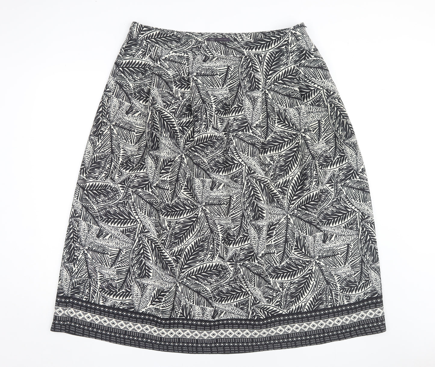 Marks & Spencer Women's Black Midi Geometric Skirt 16