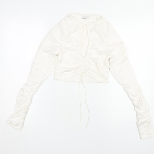 Oh Polly Women's Ivory Cropped Long Sleeve Top Size 10