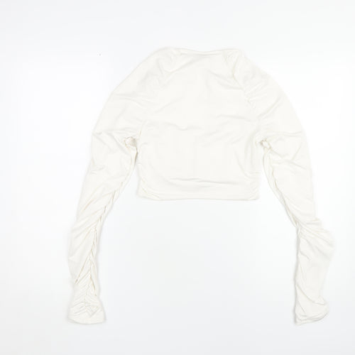 Oh Polly Women's Ivory Cropped Long Sleeve Top Size 10