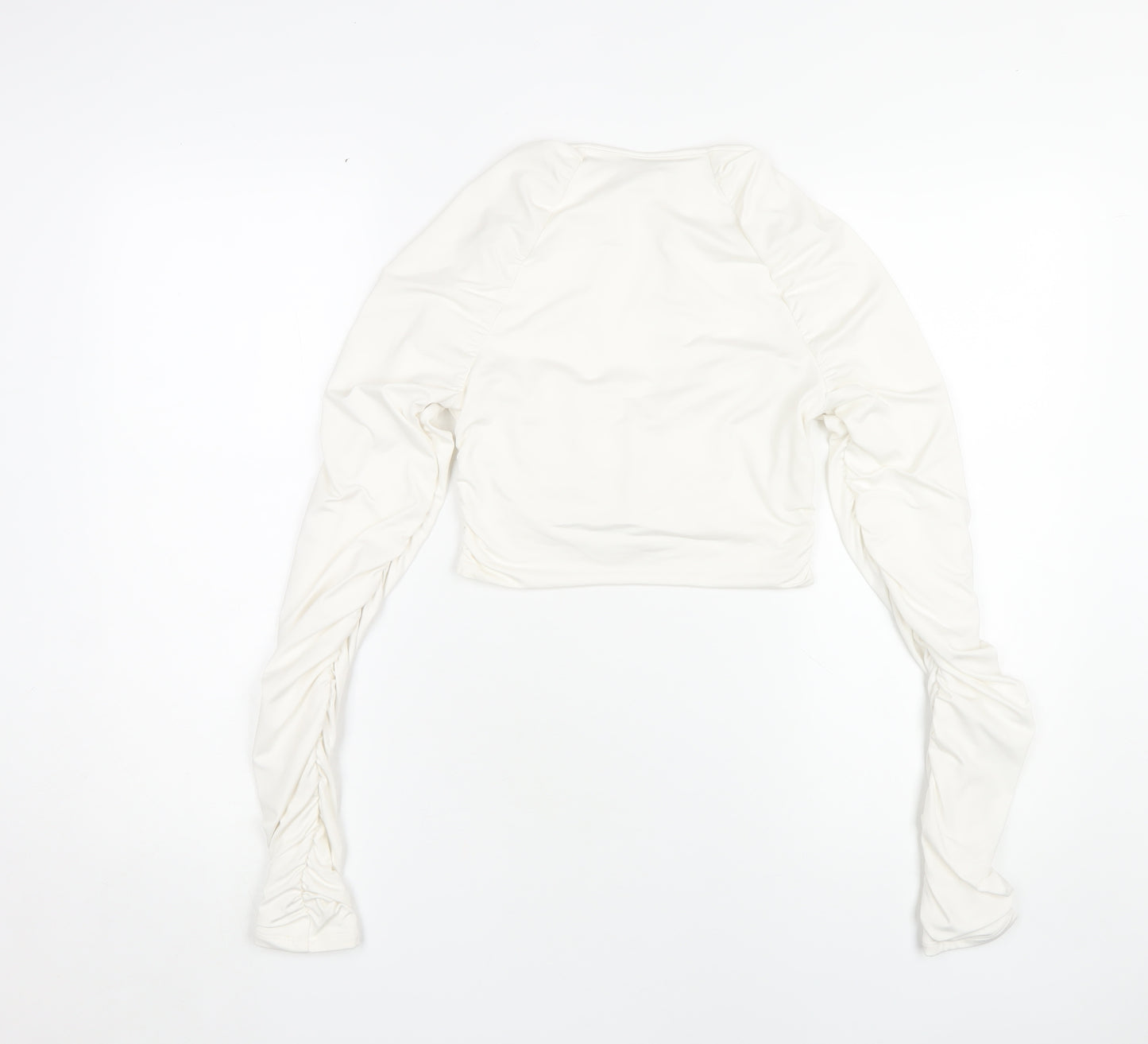 Oh Polly Women's Ivory Cropped Long Sleeve Top Size 10