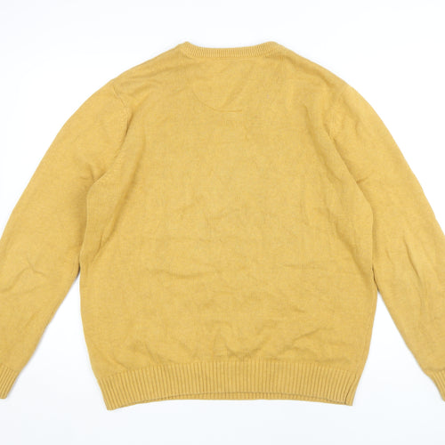 Maine Men's Yellow V-Neck Jumper, Large, Cotton