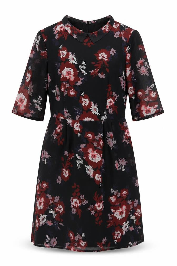 Front view of Monsoon Women's Floral Collared Shift Dress, size 16