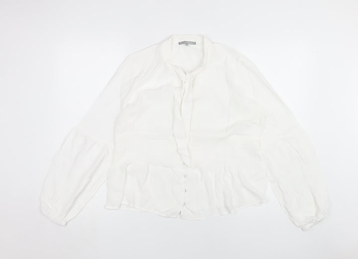 Oliver Bonas White Balloon Sleeve Blouse UK 14
