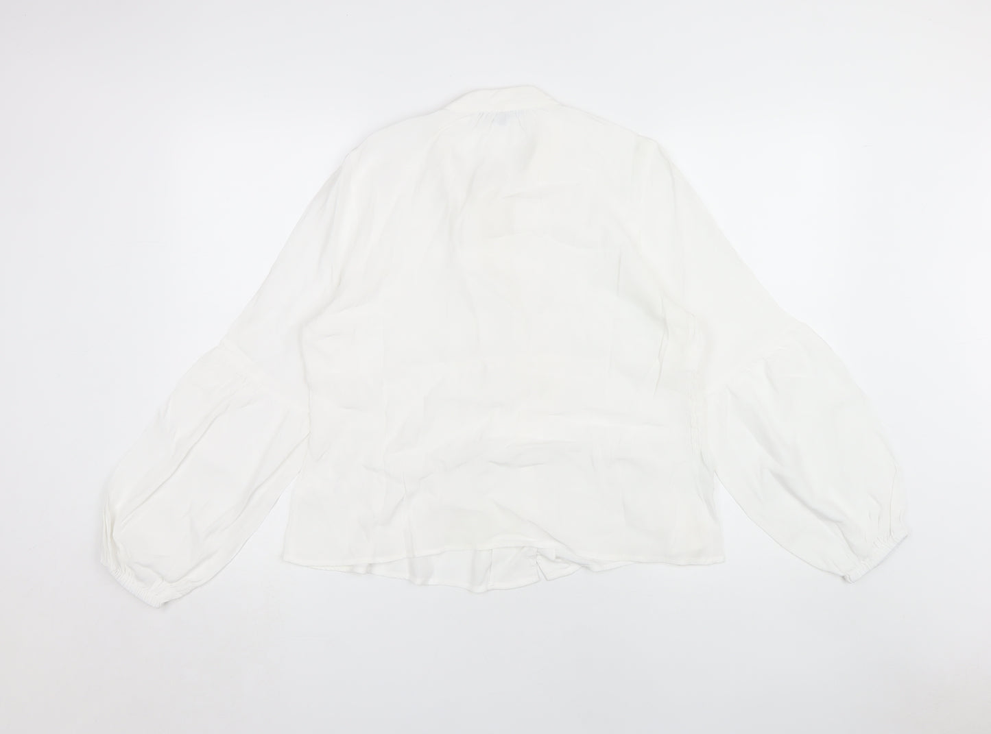 Oliver Bonas White Balloon Sleeve Blouse UK 14