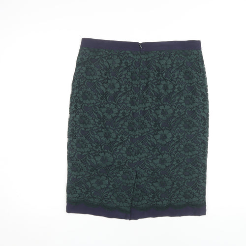 Boden Women's Green Pencil Skirt - Size 12, Elegant Floral Design