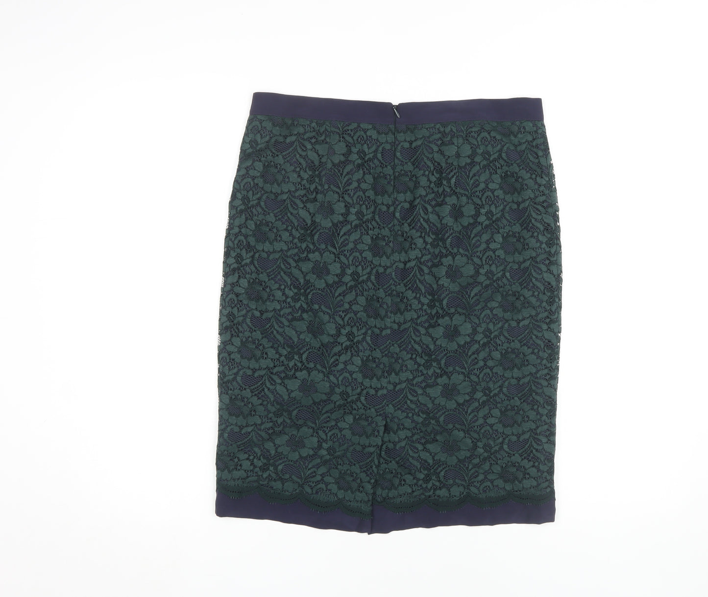 Boden Women's Green Pencil Skirt - Size 12, Elegant Floral Design