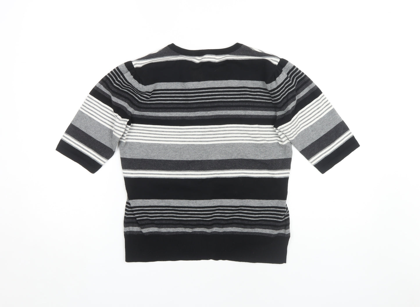 Laura Ashley Women's Cardigan, Size 10, Black, Striped Knit