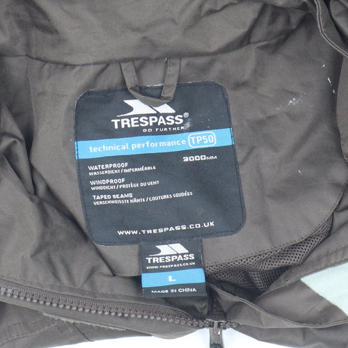 Trespass Men's Brown Waterproof Hooded Rain Jacket L