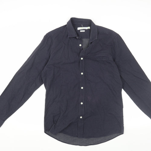 Topman Men's Slim Fit Blue Long Sleeve Shirt M