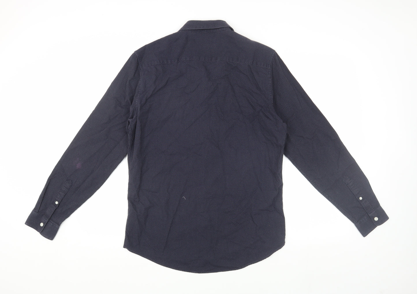 Topman Men's Slim Fit Blue Long Sleeve Shirt M