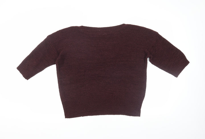 Wallis Women's Brown Pullover Jumper L with Button Accents